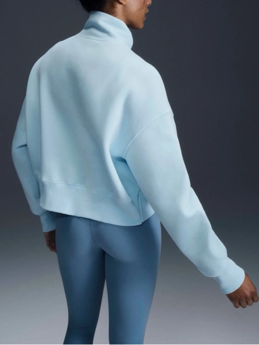 Nike Sportswear Phoenix Fleece Full Zip Jacket Light Blue Cropped Women's L